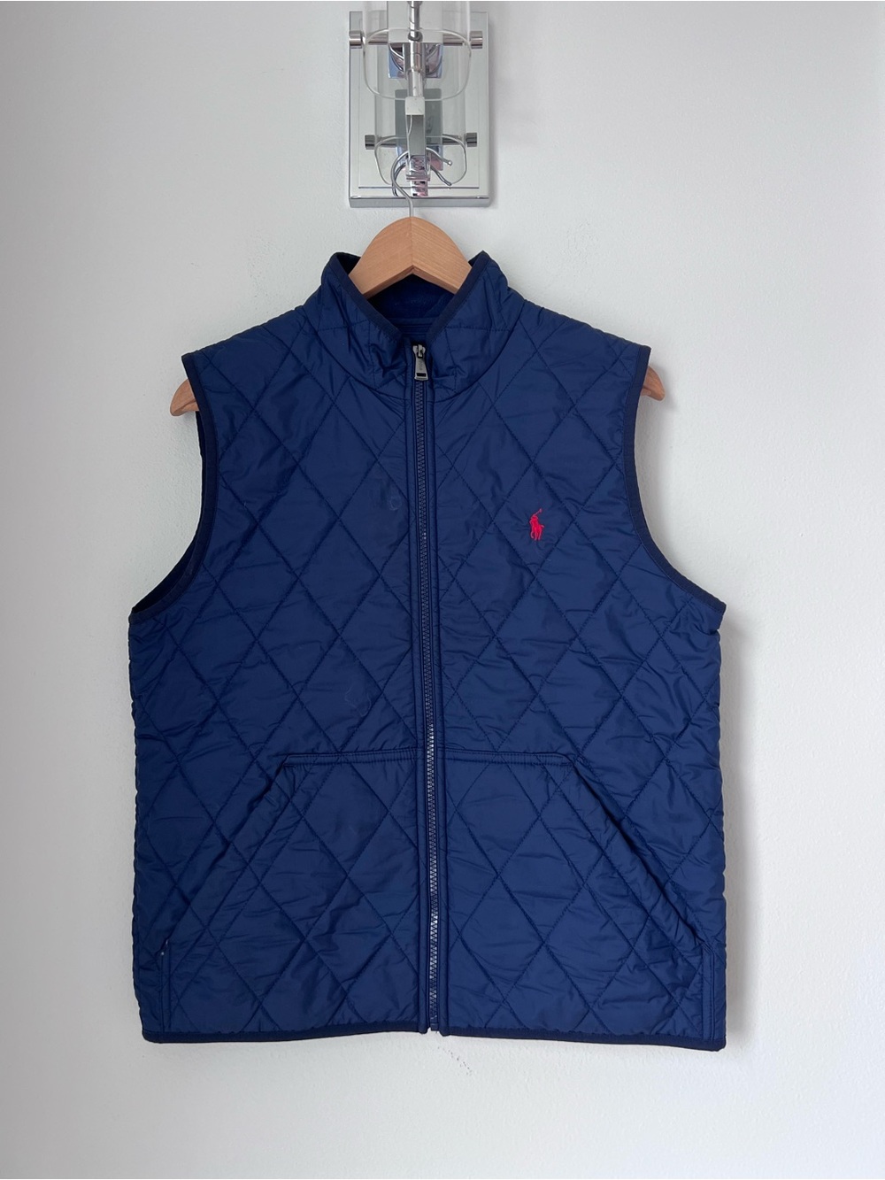 Ralph Lauren Navy Quilted Sleeveless Vest with Red Pony